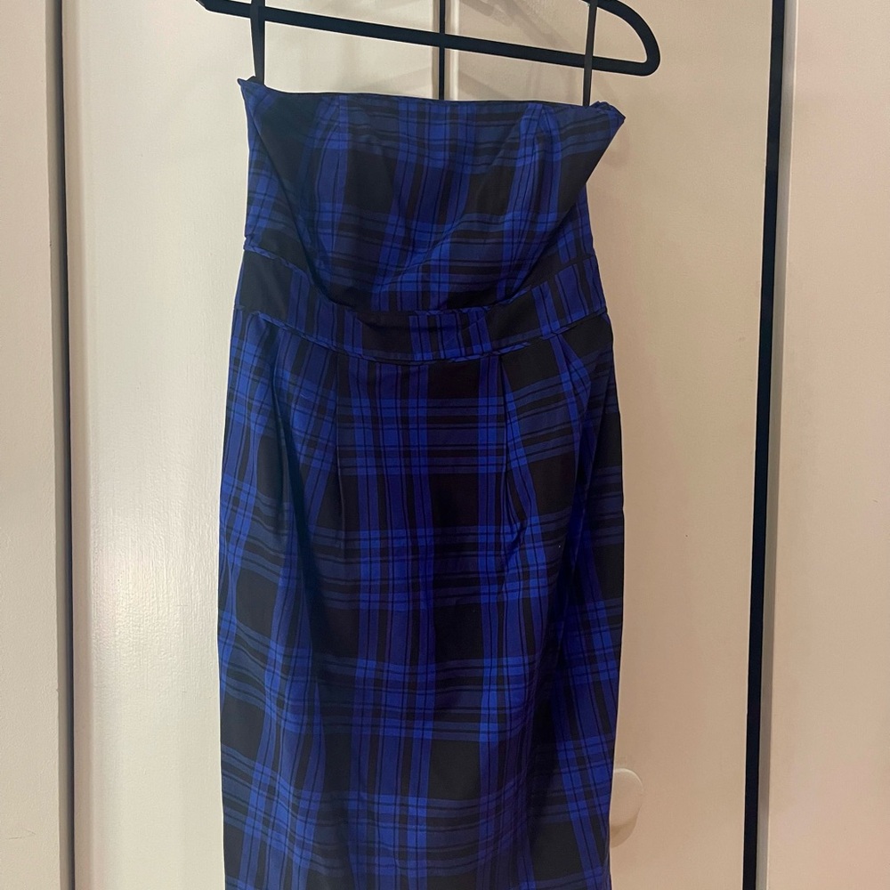 Ben Sherman Blue and Black Strapless Dress